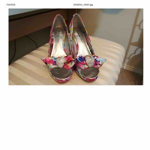 Open toe, Pink and Blue floral Shoel